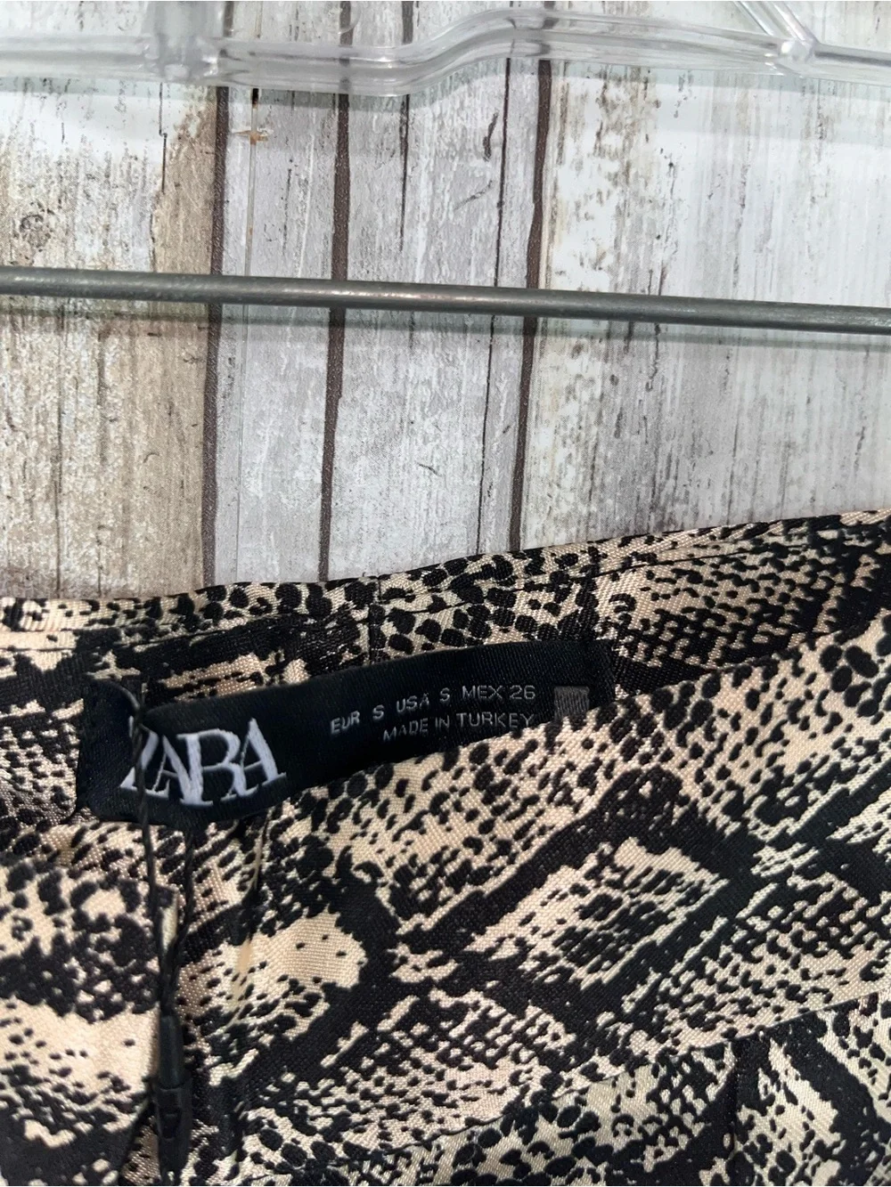 Zara Snakeskin Print Wide Leg Pants High Rise Size S NWT